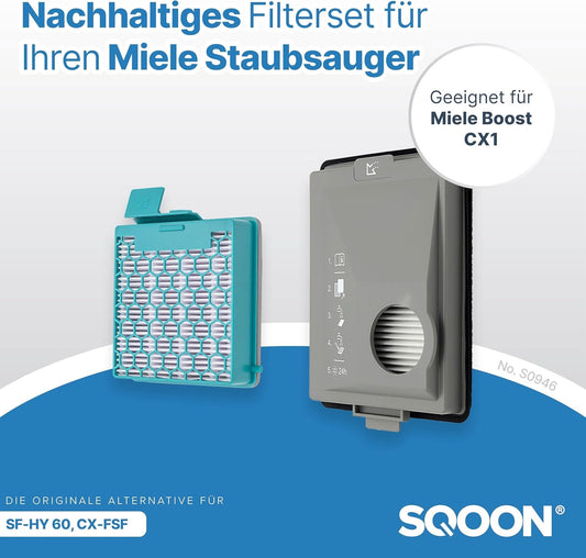 SQOON® Filter-Set für Miele Boost CX1 Motorfilter + CX-FSF Feinstaubfilter