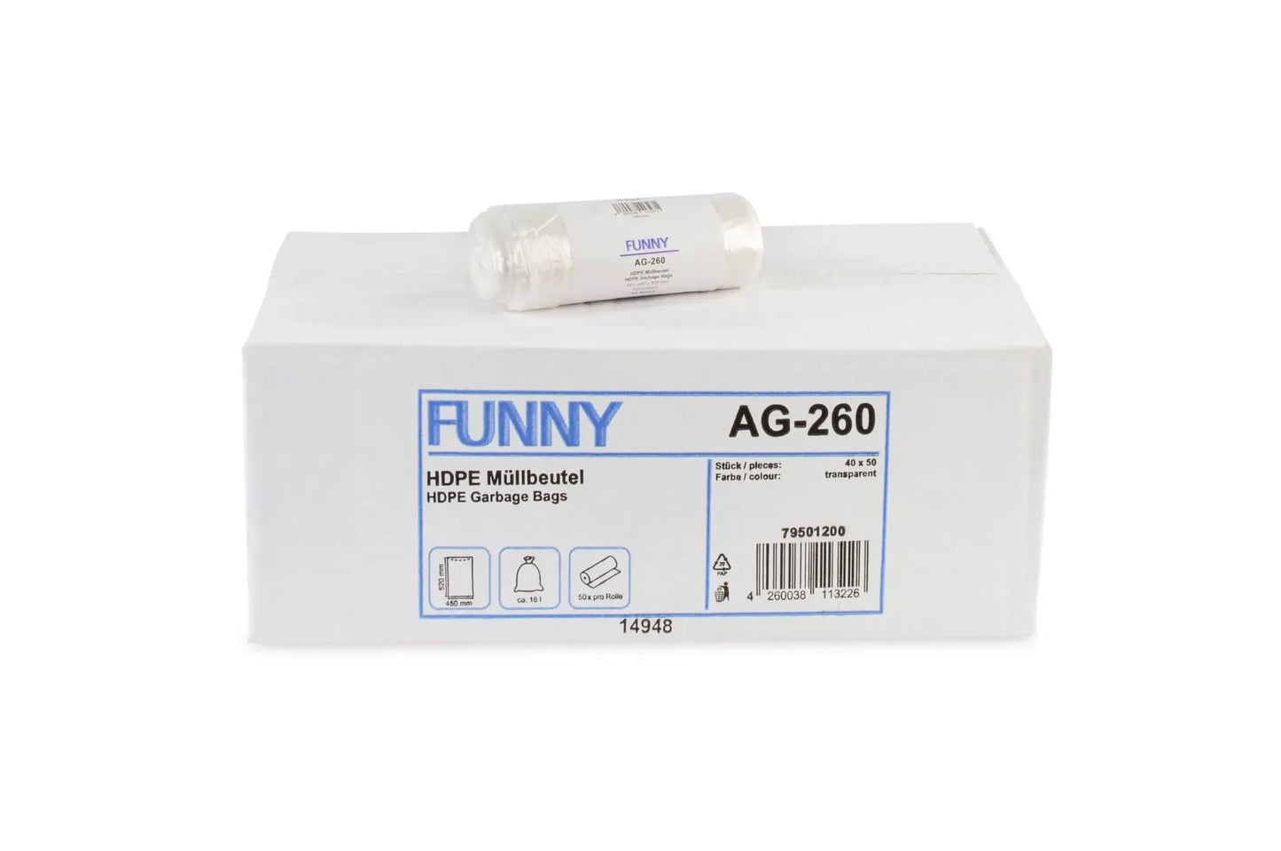 FUNNY HDPE Müllbeutel natur, 18 l, 450 x 520 mm