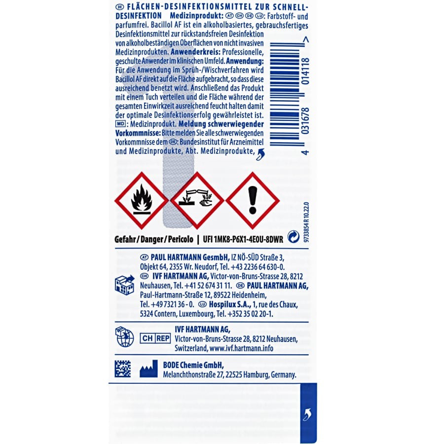 Bacillol® AF Flächendesinfektion, gebrauchsfertig - 500 ml