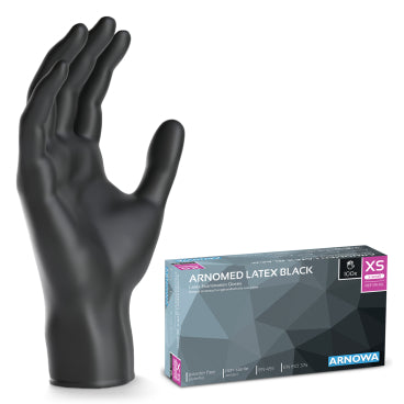 ARNOMED Latex Black Einmalhandschuhe, puderfrei, schwarz