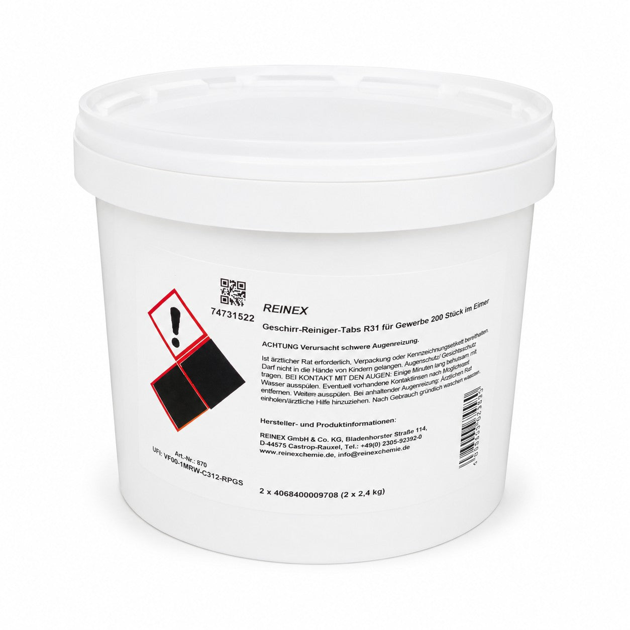 REINEX R31 Geschirr-Reiniger-Tabs, 200 Stück,2,4 kg im Eimer