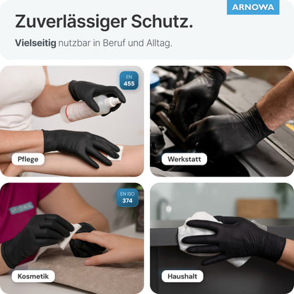ARNOMED Latex Black Einmalhandschuhe, puderfrei, schwarz
