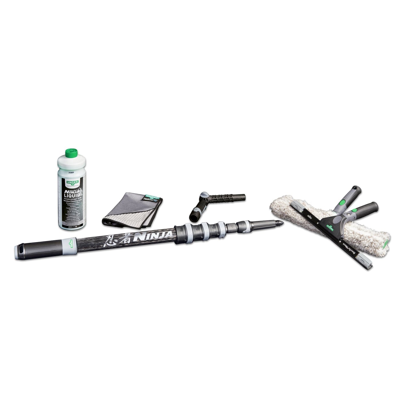 UNGER NINJA 6in1 Fensterputz Set, mit Carbon-Stangen