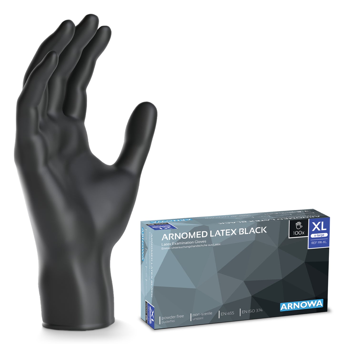 ARNOMED Latex Black Einmalhandschuhe, puderfrei, schwarz