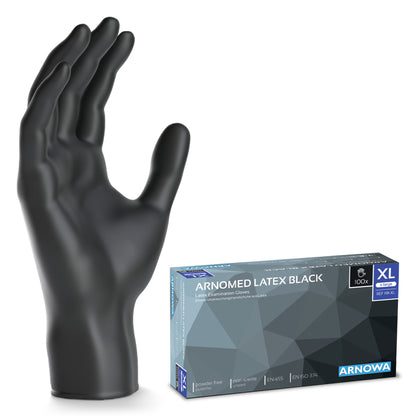 ARNOMED Latex Black Einmalhandschuhe, puderfrei, schwarz
