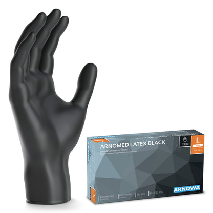 ARNOMED Latex Black Einmalhandschuhe, puderfrei, schwarz