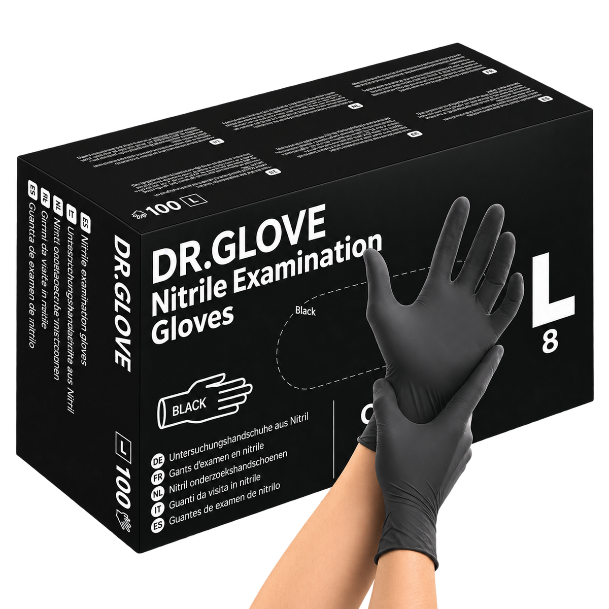 Dr. Glove Nitrile Disposable Gloves powder-free, black, 100 count