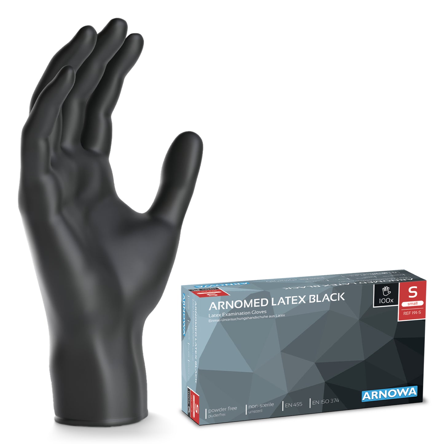 ARNOMED Latex Black Einmalhandschuhe, puderfrei, schwarz