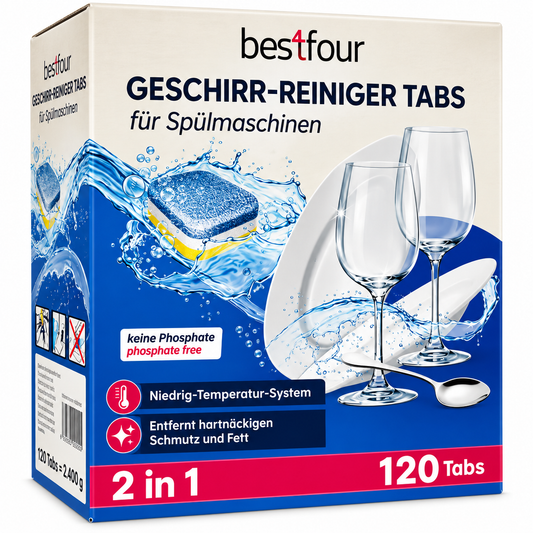 Bestfour Geschirr-Reiniger Tabs 2-in-1, 120 x 20g