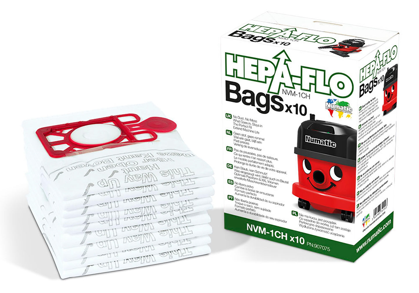 Numatic HEPA-FLO NVM-1CH Staubsaugerbeutel für Henry, James, Hetty