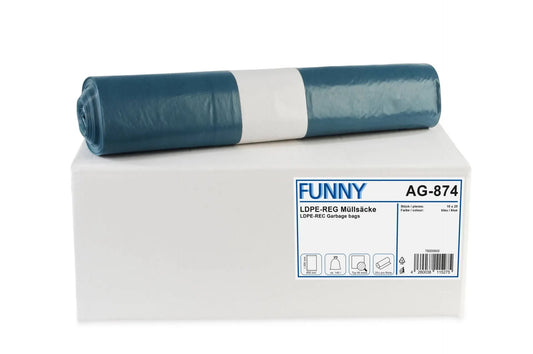 FUNNY LDPE-Regenerat Müllsäcke, blau, Typ 60 extra, 140 l, 800 x 1.000 mm