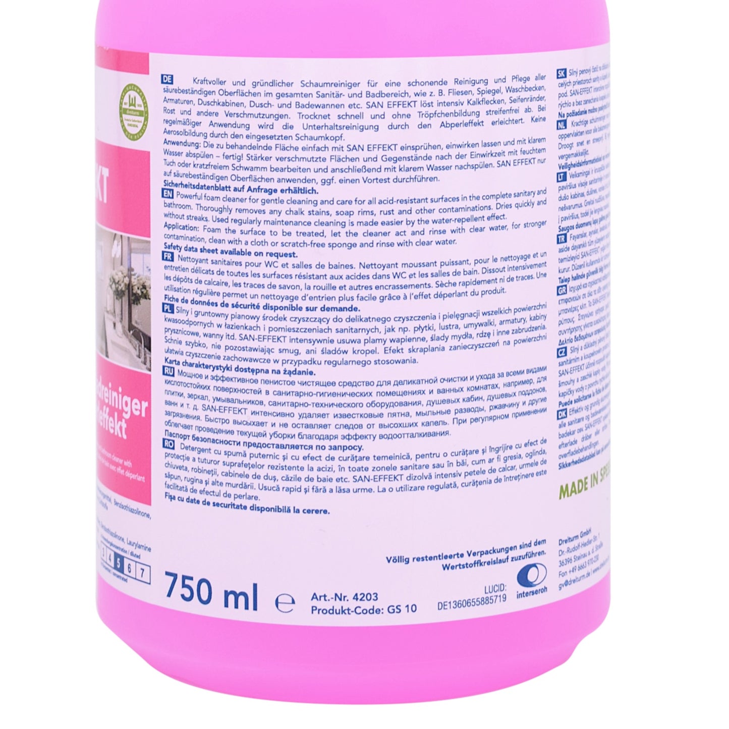 Dreiturm San-Effekt Sanitär-& Badreiniger mit Abperleffekt 750ml
