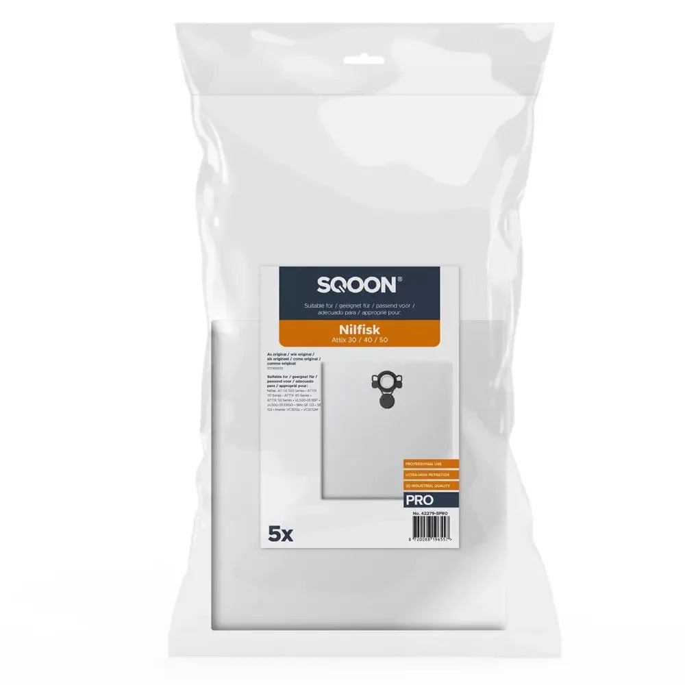 SQOON® Staubsaugerbeutel, passend für Nilfisk Attix 30/40/50 Serie PRO