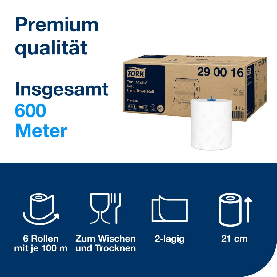 Tork Handtuchrollen Matic® Soft Kompatibel für H1, weiß, 21cm x 150m