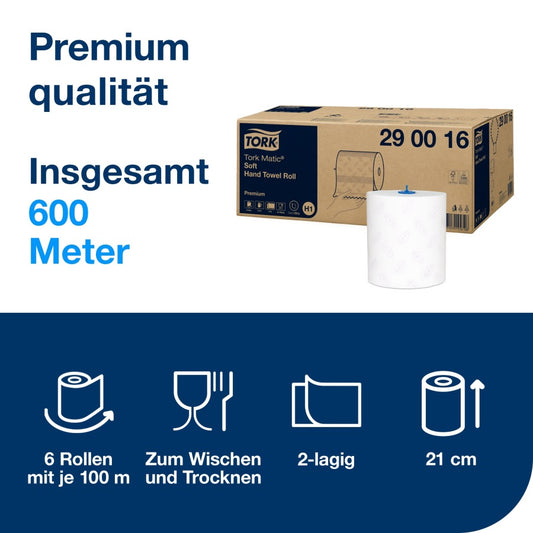 Tork Handtuchrollen Matic® Soft Kompatibel für H1, weiß, 21cm x 150m