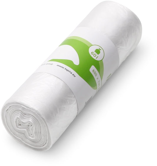 TAPIRA Müllbeutel – 60 l HDPE, weiß