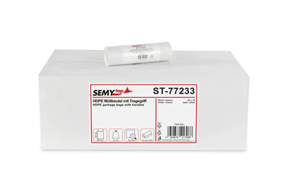SemyTop HDPE Müllbeutel extra, mit Tragegriff, weiß, 35 l, 650 x 700 mm