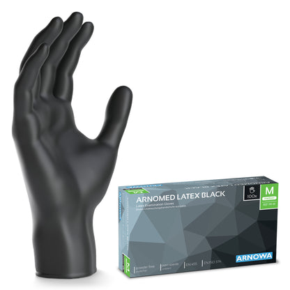ARNOMED Latex Black Einmalhandschuhe, puderfrei, schwarz