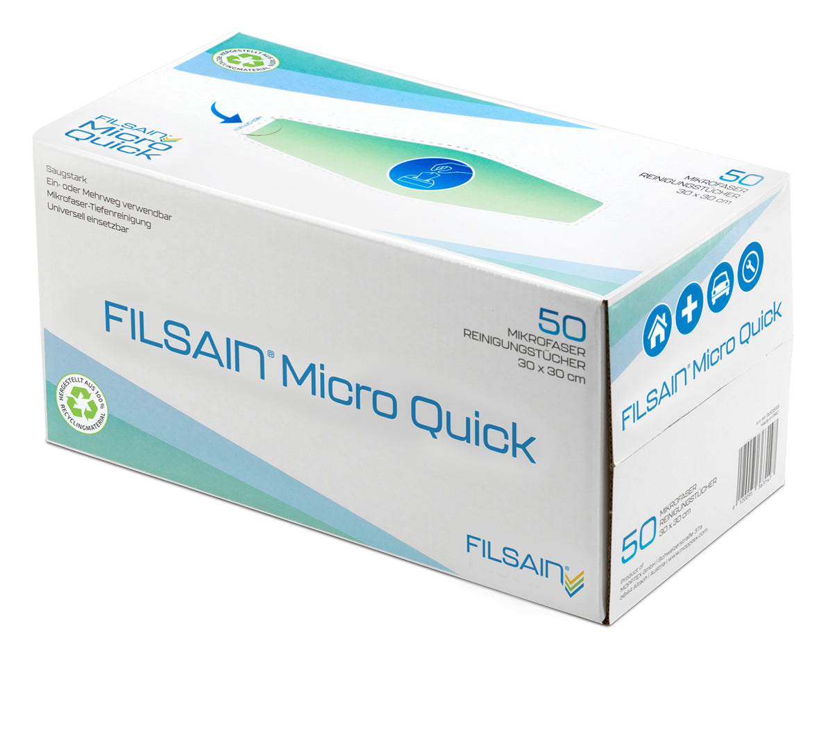 MOPPTEX FILSAIN® Micro Quicktuch, blau, 30x30cm, 50 Stk./Box