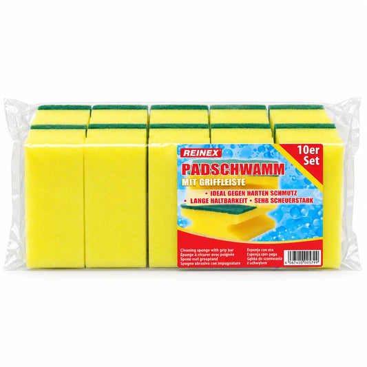 REINEX Scouring Sponge with handle, 10-pack, 15x7x4.2