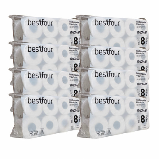 Bestfour Toilettenpapier neutral, recycling, weiß, 2-lg., 250 Blatt 8 x 8 Rollen