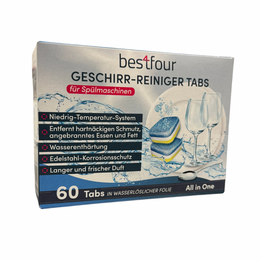 Bestfour Geschirrreiniger-Tabs, all-in-1, 60 x 20g in wasserlöchlicher Folie
