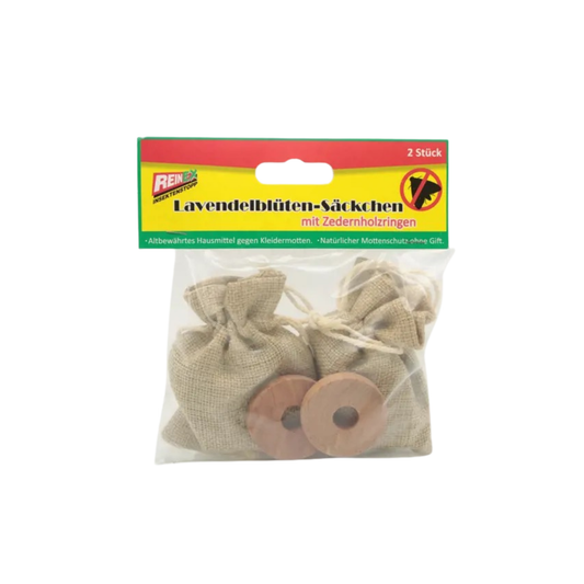 REINEX INSEKTENSTOPP Natürl. KleidermottenschutzLavendelsäckchen + Zedernholzring
