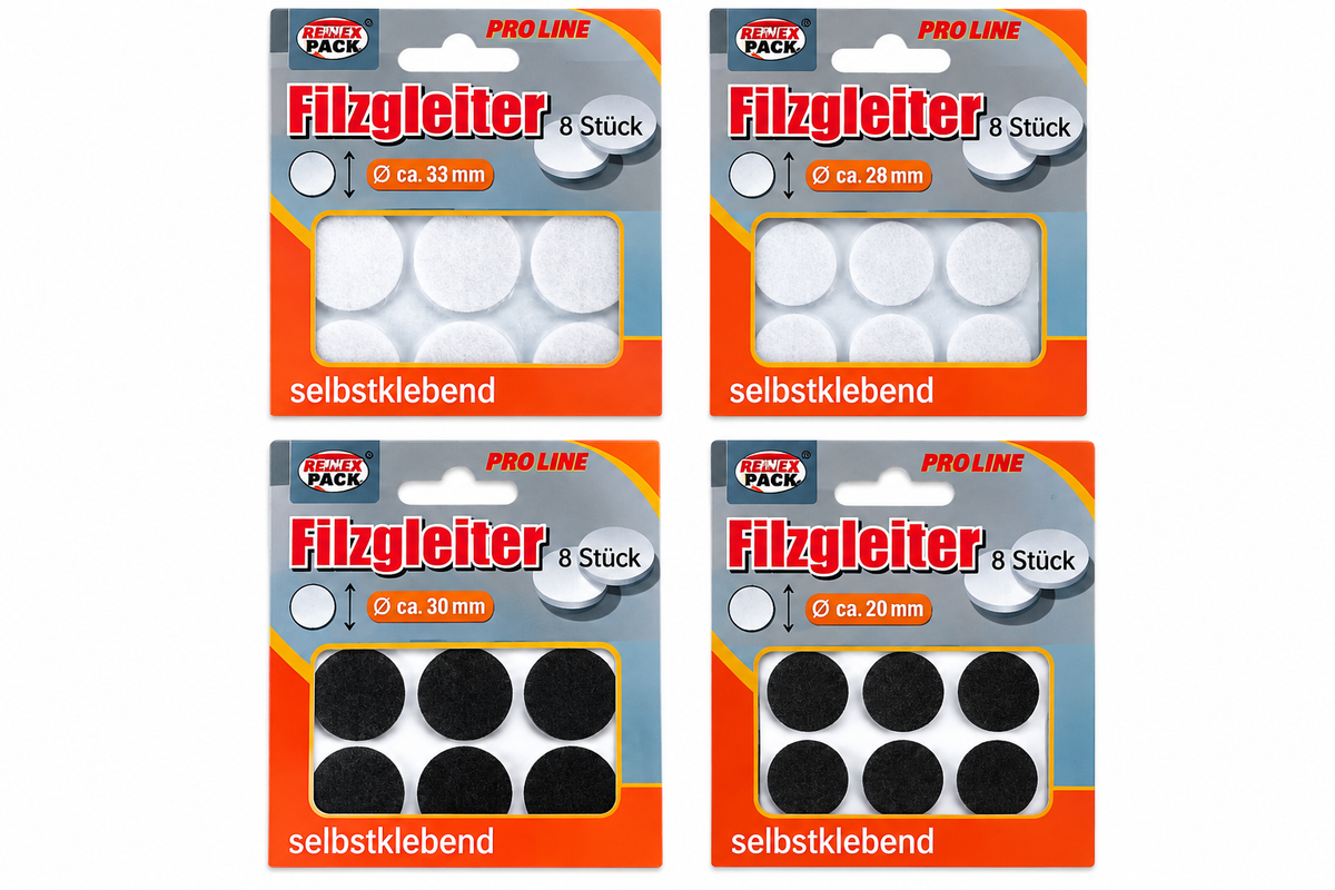 REINEX Filzgleiter Dia 30 & 22 mm sort., s&w
