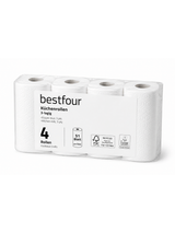 Bestfour Küchenrollen 100% Zellstoff, Hochweiß, 3-lg., 26 x 22 cm, 51 Blatt