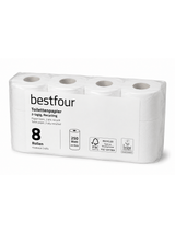 Bestfour Toilettenpapier neutral, recycling, weiß, 2-lg., 250 Blatt 8 x 8 Rollen